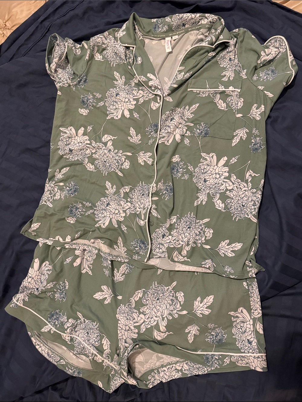 Floral Short Pajama Set in Sage Green by